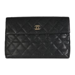 Chanel Vintage Nero Caviale Trapuntato Pochette Grande