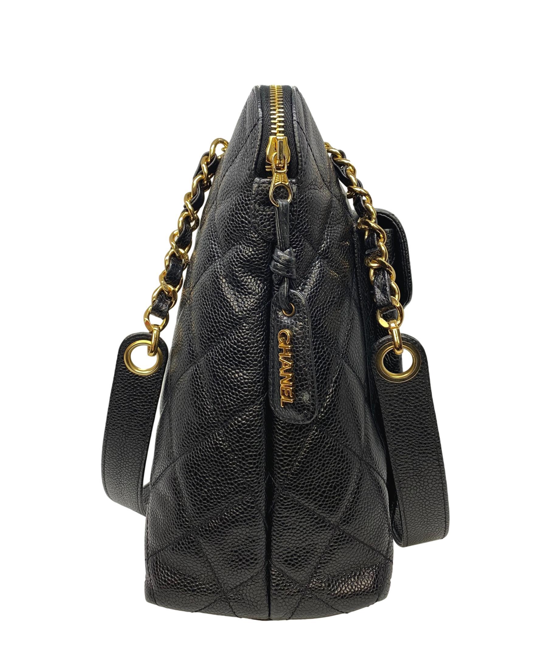 chanel vintage black quilted leather shoulder bag