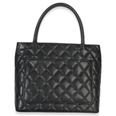 Chanel Vintage Black Quilted Caviar Medallion Tote