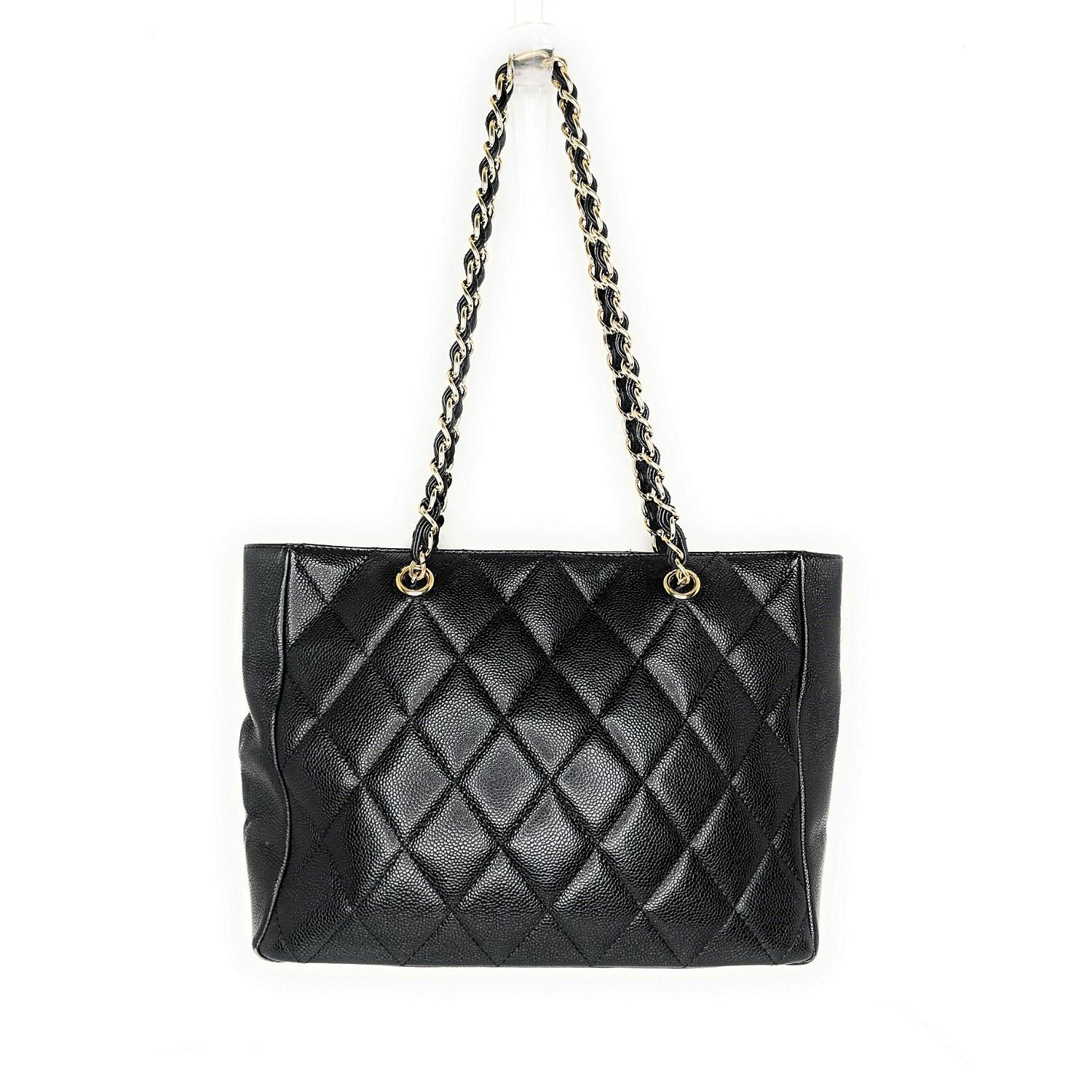Chanel Vintage Black Quilted Caviar Timeless Tote In Good Condition In Scottsdale, AZ