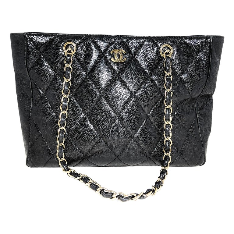 Chanel Vintage Black Quilted Caviar Timeless Tote at 1stDibs