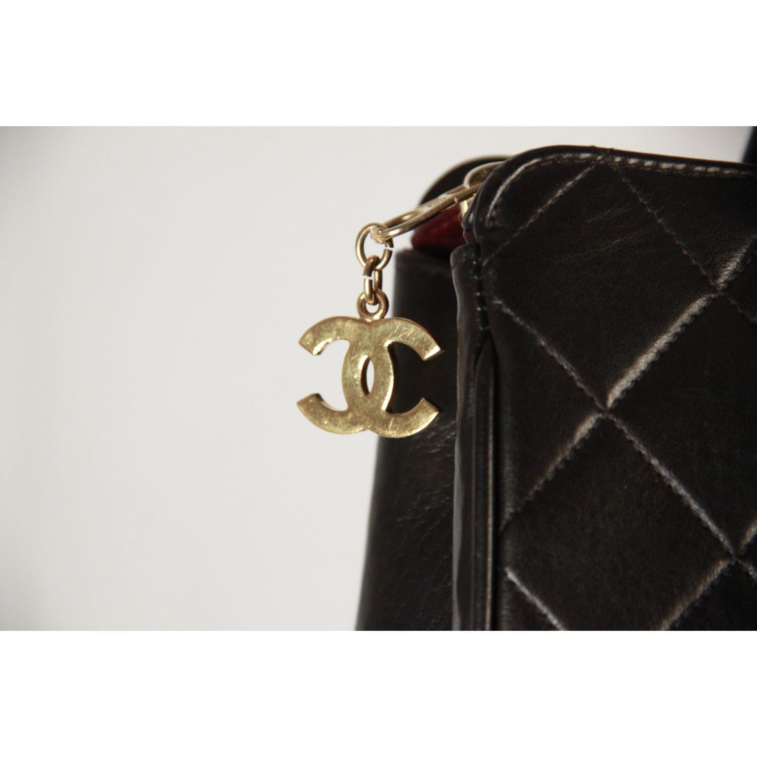 Chanel Vintage Black Quilted Handbag Satchel with Exterior Pockets 1