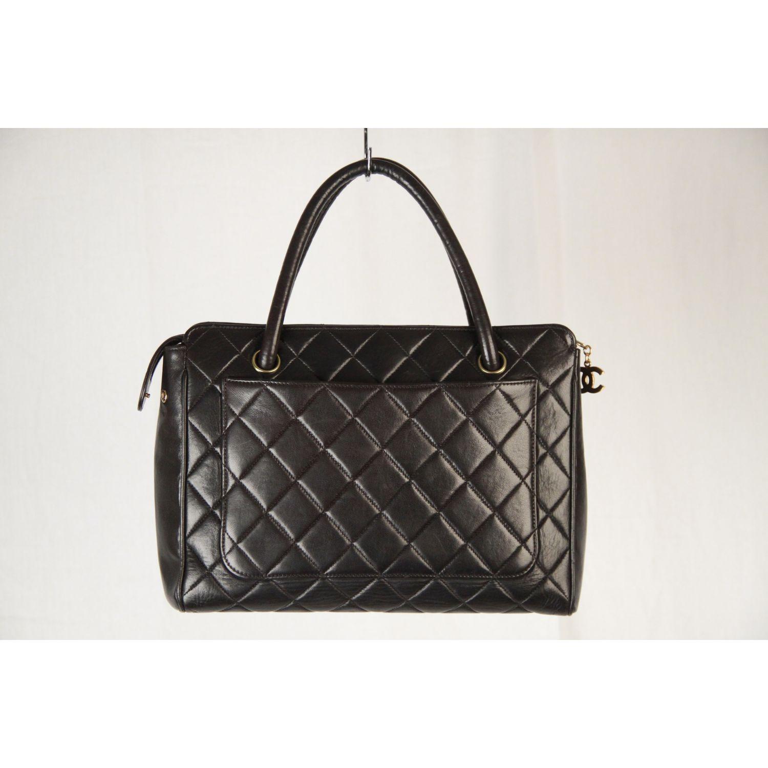 Chanel Vintage Black Quilted Handbag Satchel with Exterior Pockets 2