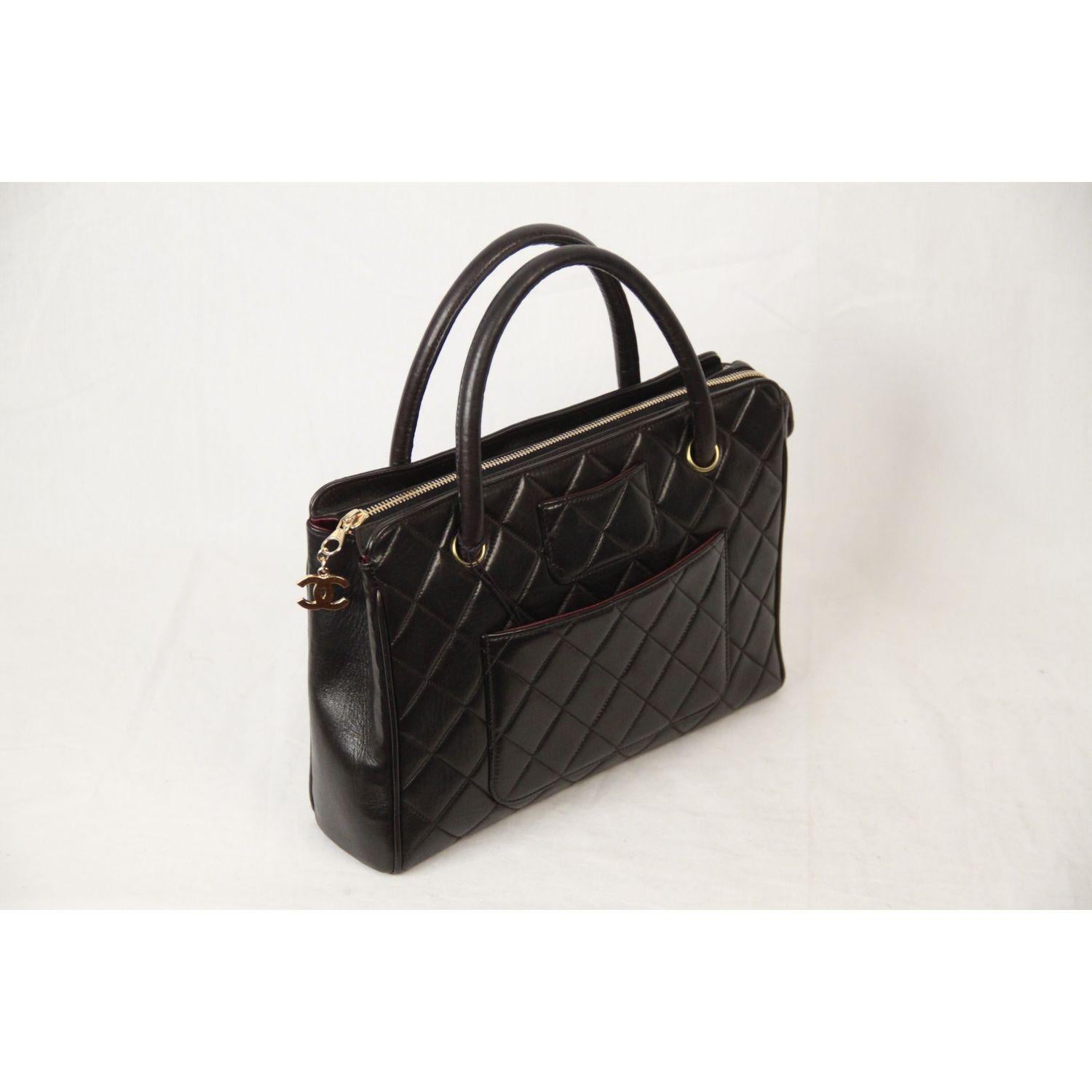 Chanel Vintage Black Quilted Handbag Satchel with Exterior Pockets 4