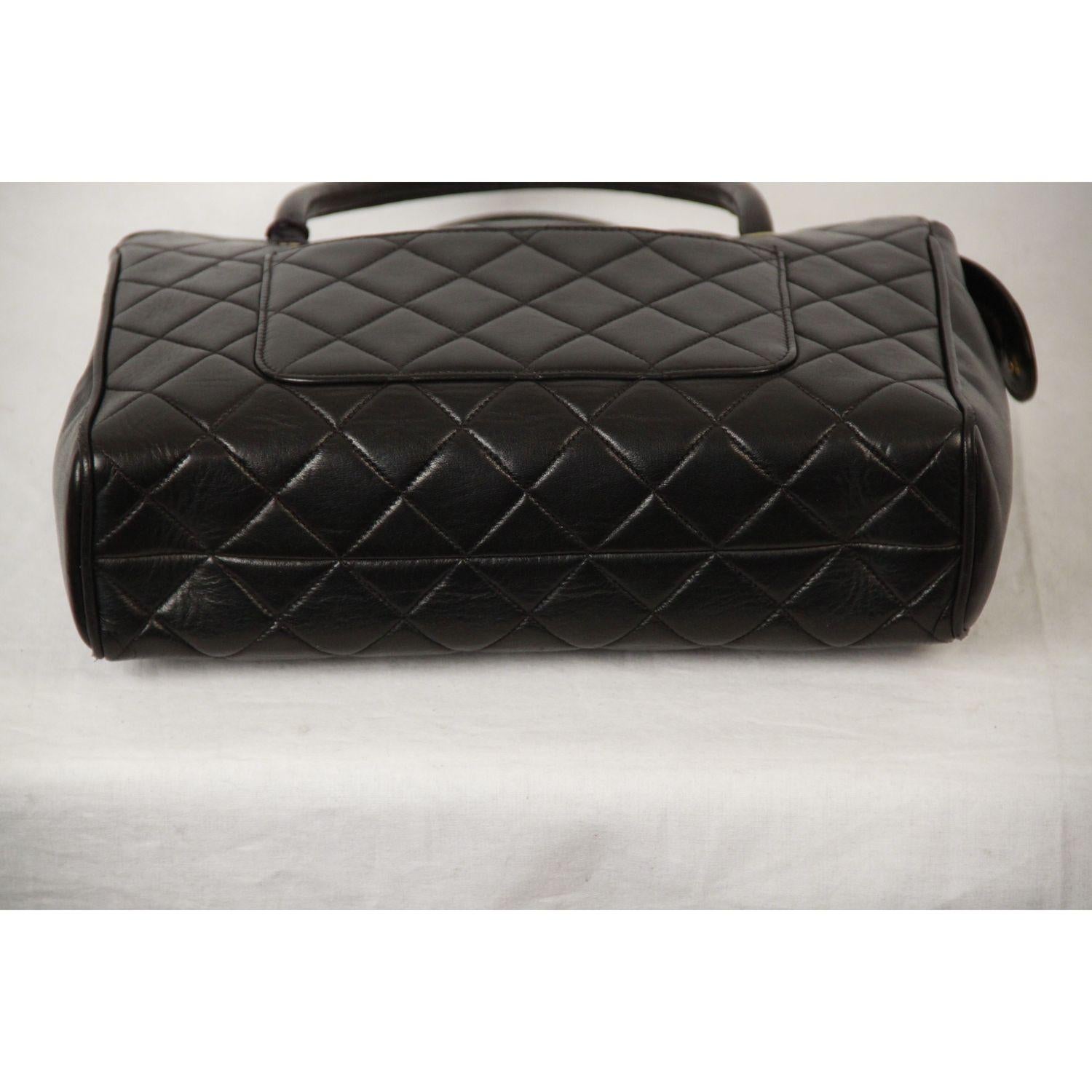 Chanel Vintage Black Quilted Handbag Satchel with Exterior Pockets 5