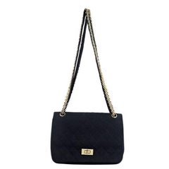 Chanel Vintage Black Quilted Jersey Flap Bag