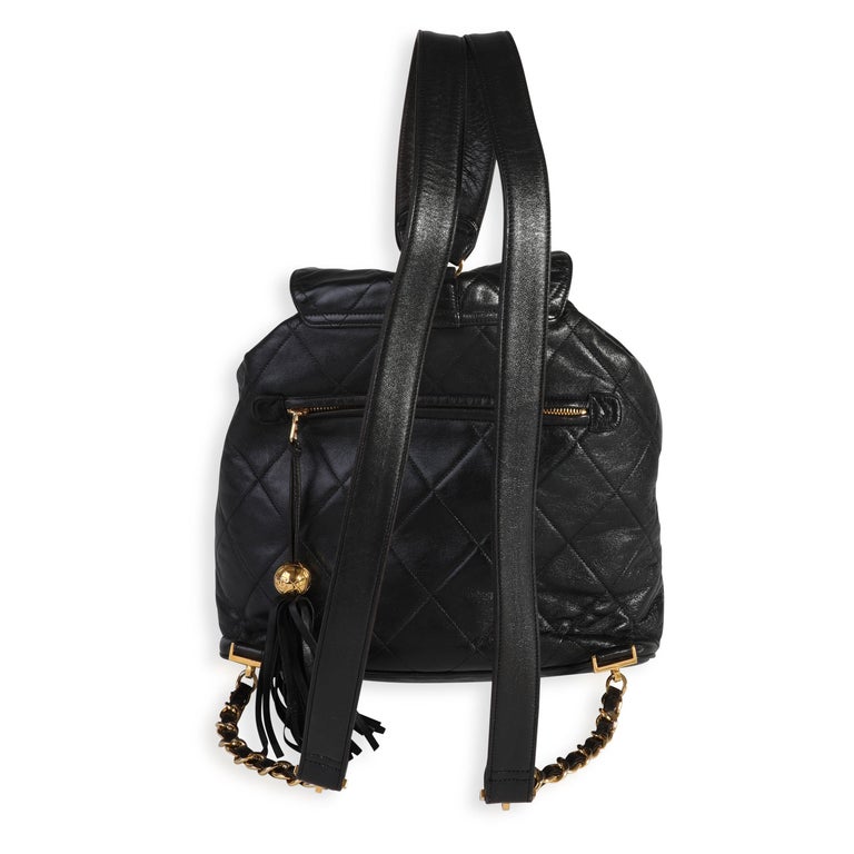 Listing Title: Chanel Vintage Black Quilted Lambskin Backpack
SKU: 117670
Condition: Pre-owned (3000)
Handbag Condition: Very Good
Condition Comments: Very Good Condition. Majority of serial number removed. Scuffing to corners and throughout