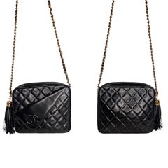 Chanel Vintage Black Quilted Lambskin CC Camera Bag