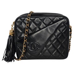 Chanel Vintage Black Quilted Lambskin CC Camera Bag