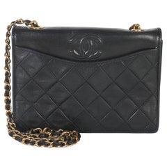 Chanel Vintage Black Quilted Lambskin CC Chain Flap Bag Chanel Vintage Black Quilted Lambskin CC Chain Flap Bag