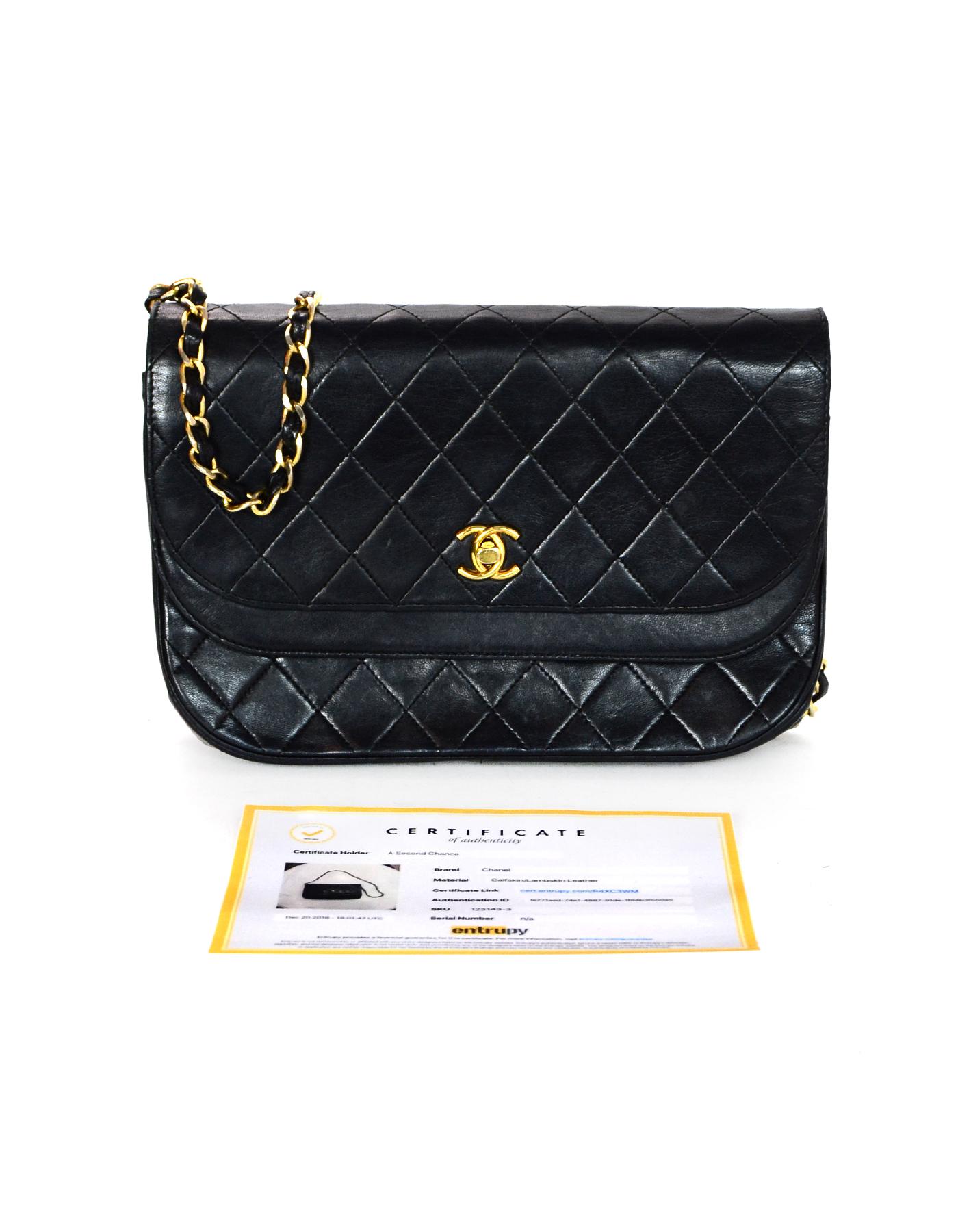 Chanel Vintage Black Quilted Lambskin Leather Flap Bag 8