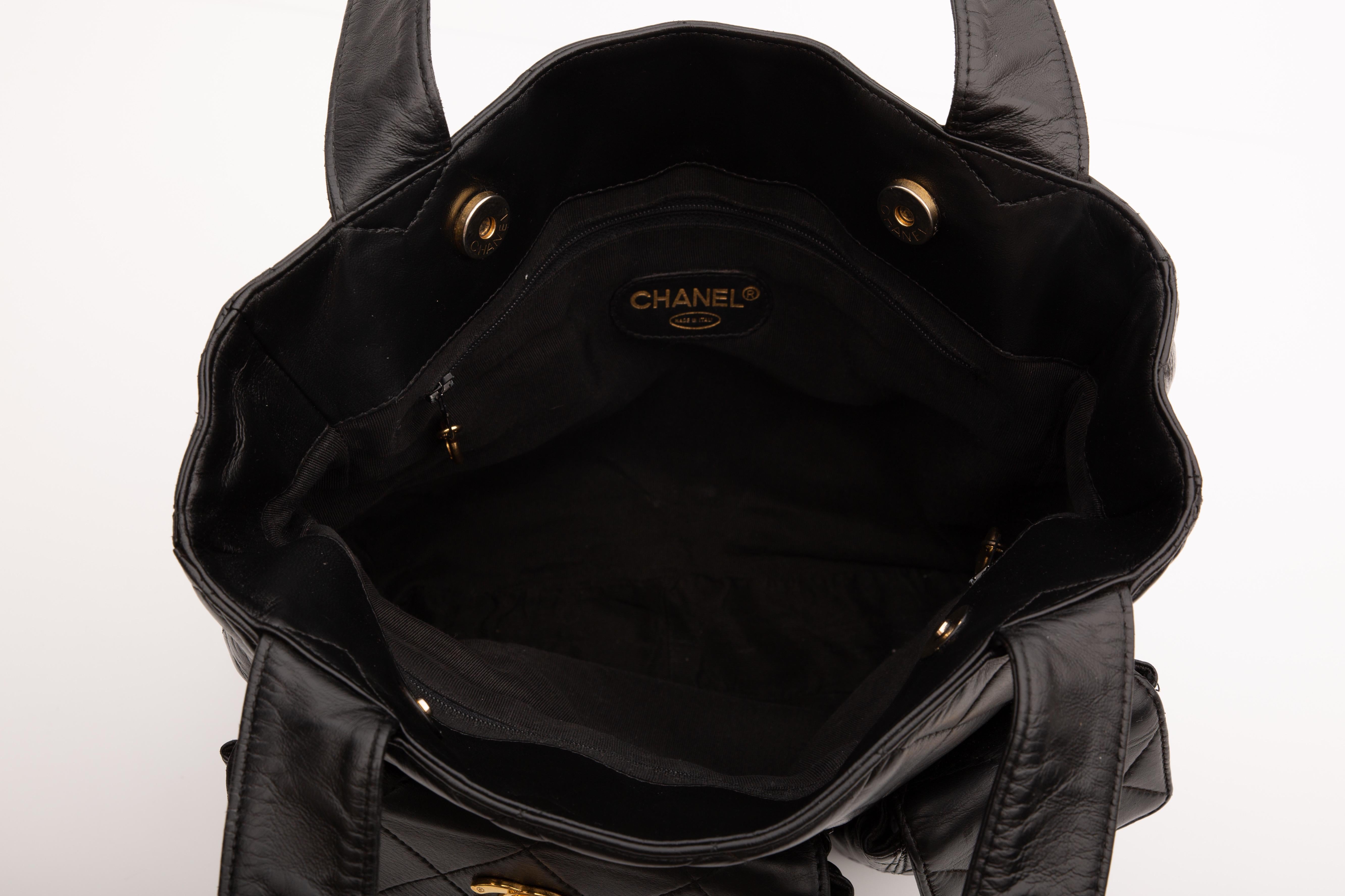 Chanel Vintage Black Quilted Lambskin Leather Tote Bag (Circa 1994) 1