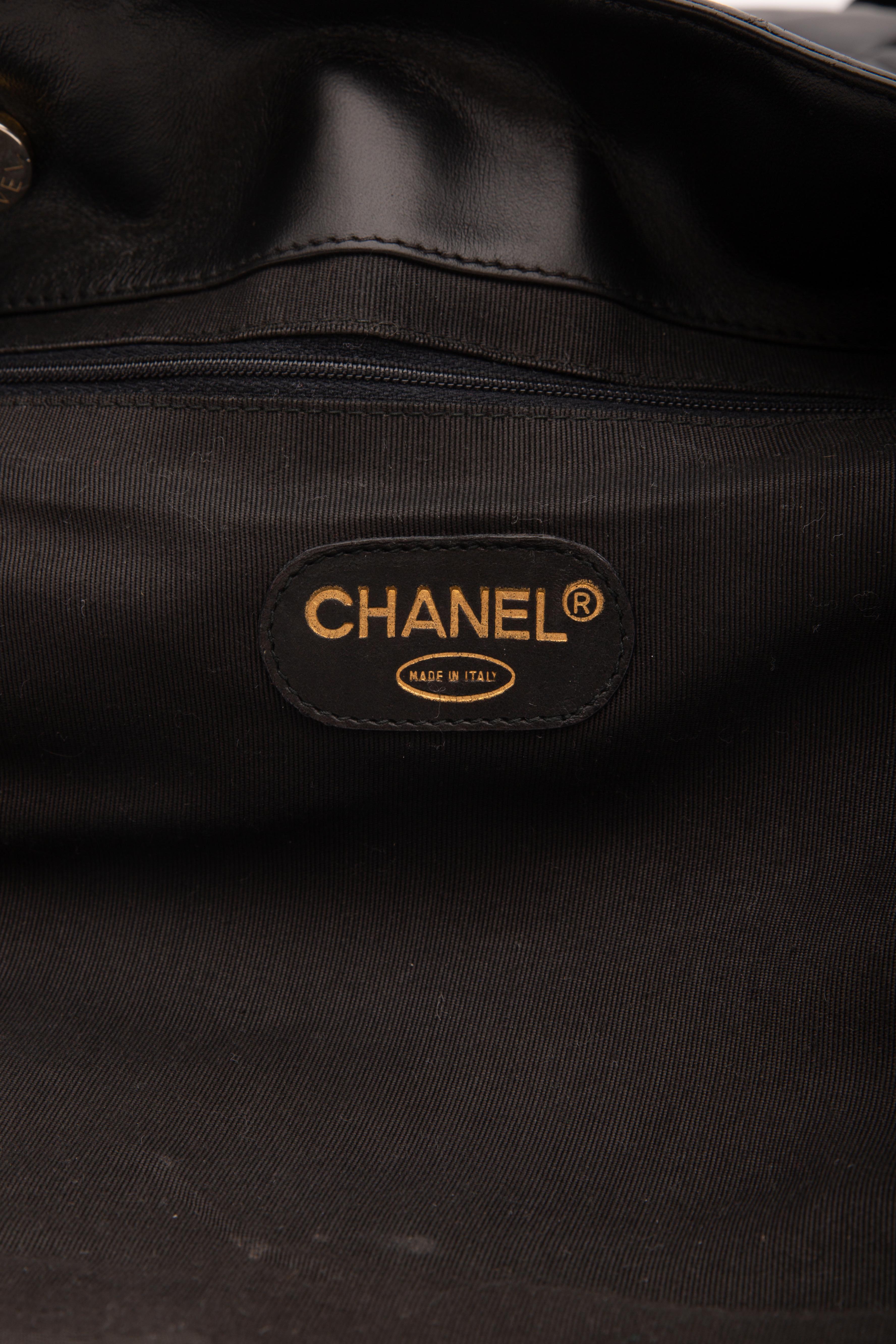 Chanel Vintage Black Quilted Lambskin Leather Tote Bag (Circa 1994) 2