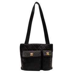 Chanel Vintage Black Quilted Lambskin Leather Tote Bag (Circa 1994)