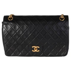 Chanel Vintage Black Quilted Lambskin Medium Double Flap