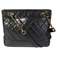 Chanel Vintage Black Quilted Lambskin Shoulder Bag