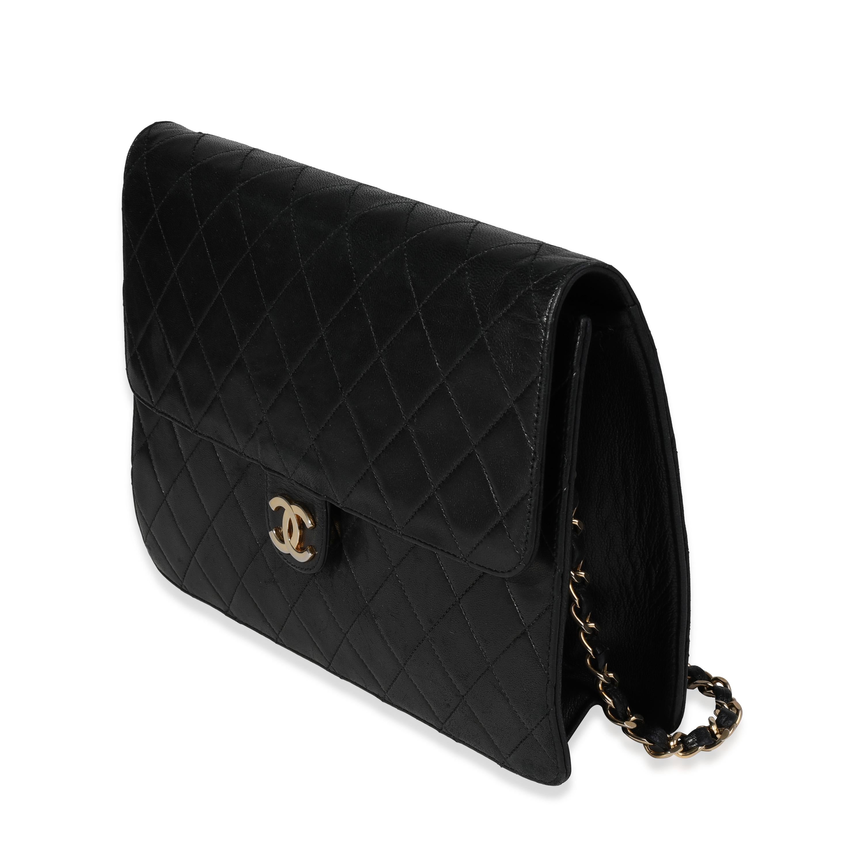 Chanel Vintage Black Quilted Lambskin Single Flap Bag In Excellent Condition In New York, NY