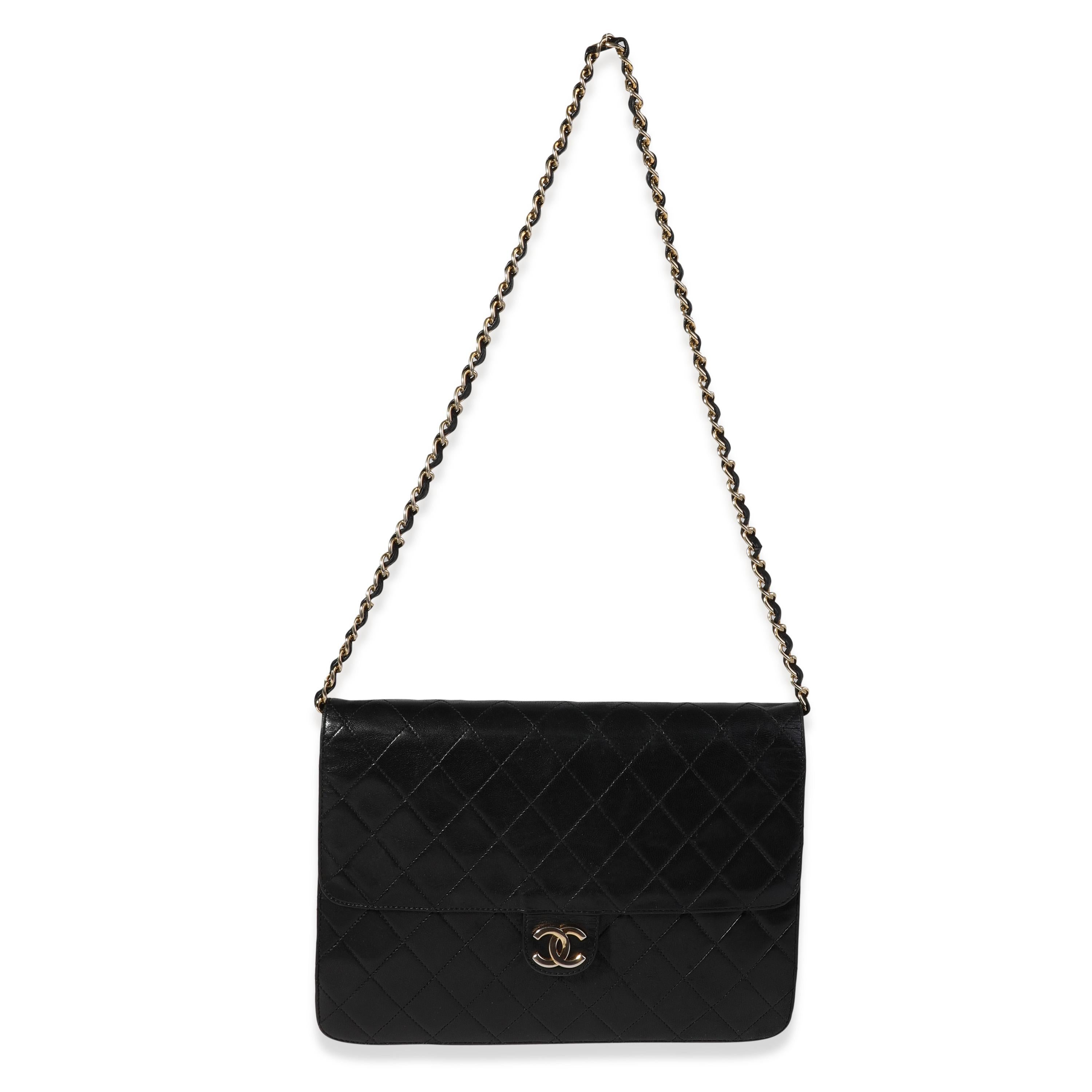 Chanel Vintage Black Quilted Lambskin Single Flap Bag 1
