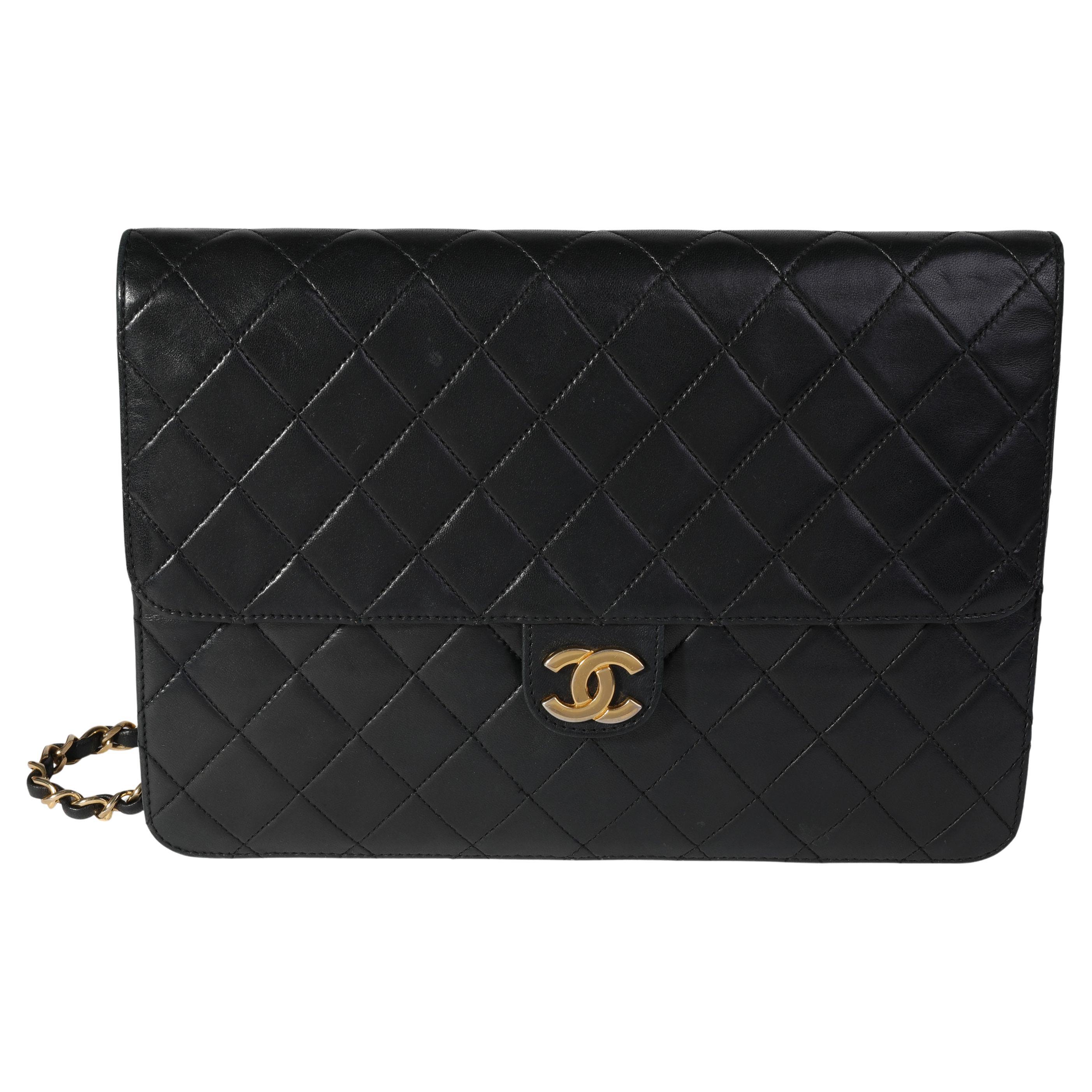 Chanel Vintage Black Quilted Lambskin Single Flap Bag