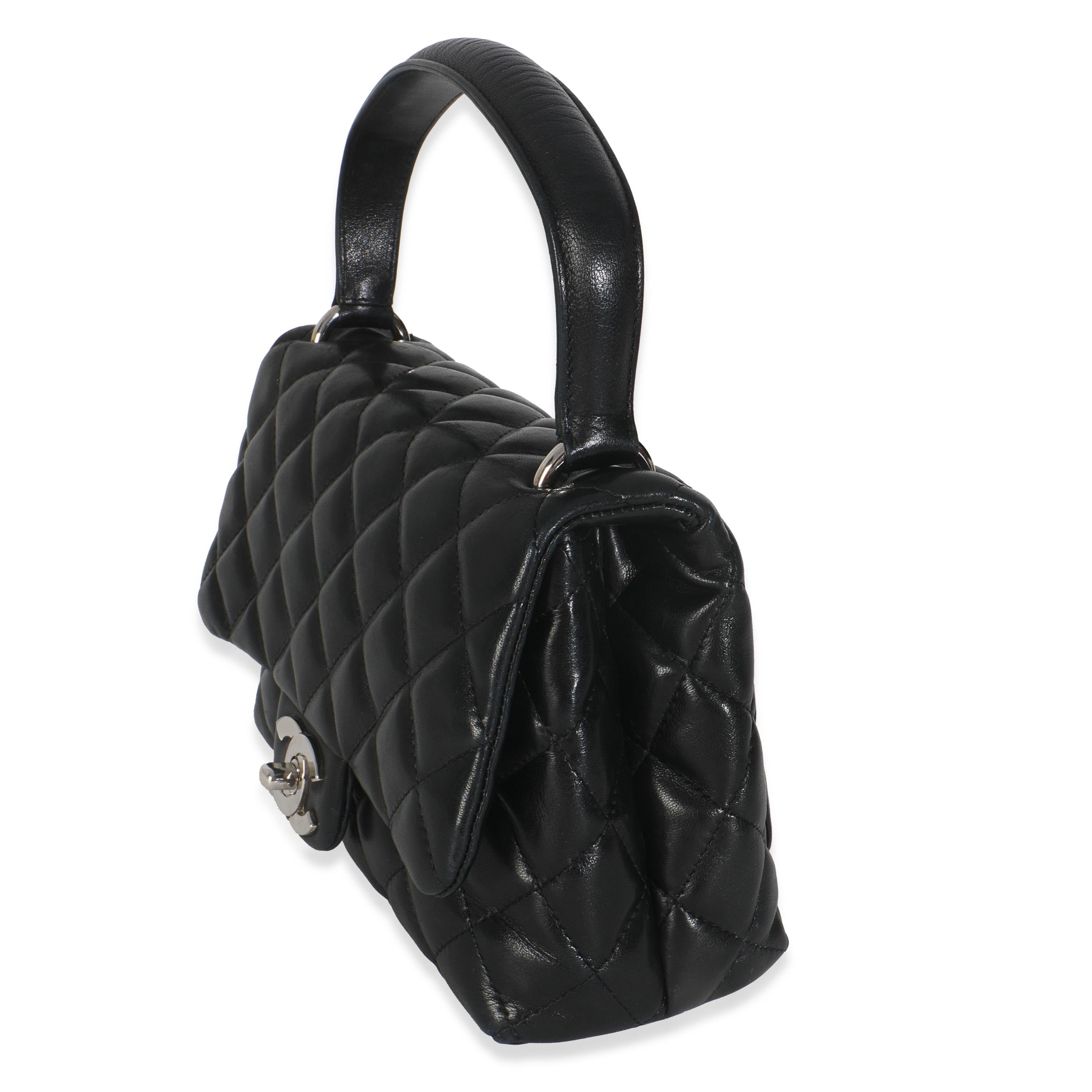 Chanel Vintage - Petit sac Kelly à rabat en cuir d'agneau matelassé noir Bon état - En vente à New York, NY