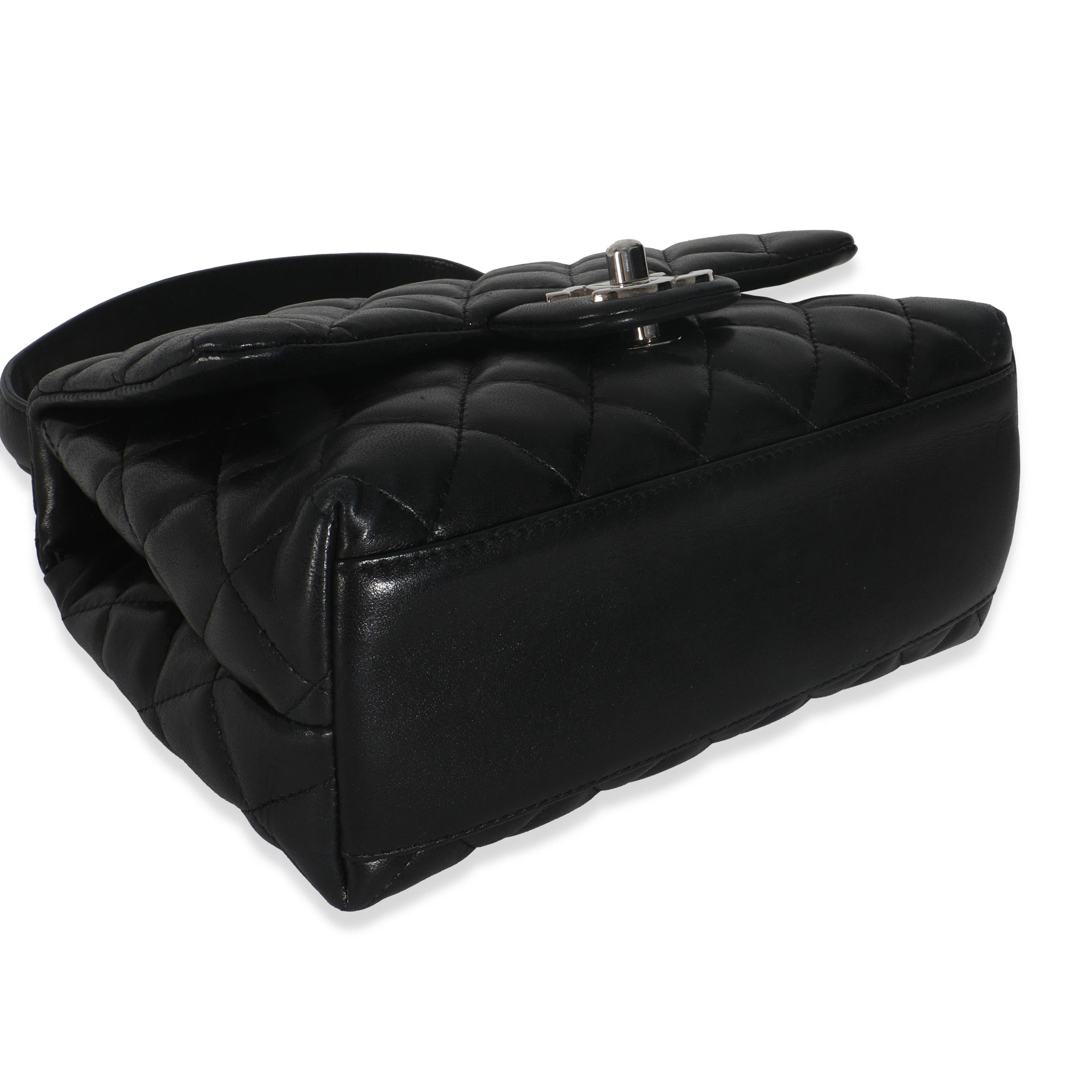 Chanel Vintage - Petit sac Kelly à rabat en cuir d'agneau matelassé noir en vente 2