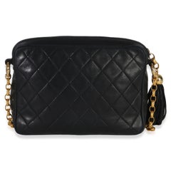 Chanel Vintage Black Quilted Lambskin Small Tassel Camera Bag