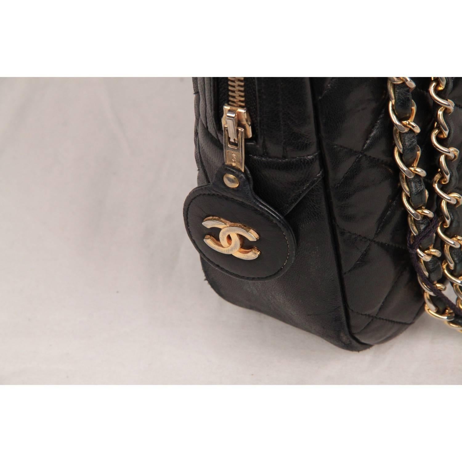 Chanel Vintage Black Quilted Leather Large Camera Bag 1