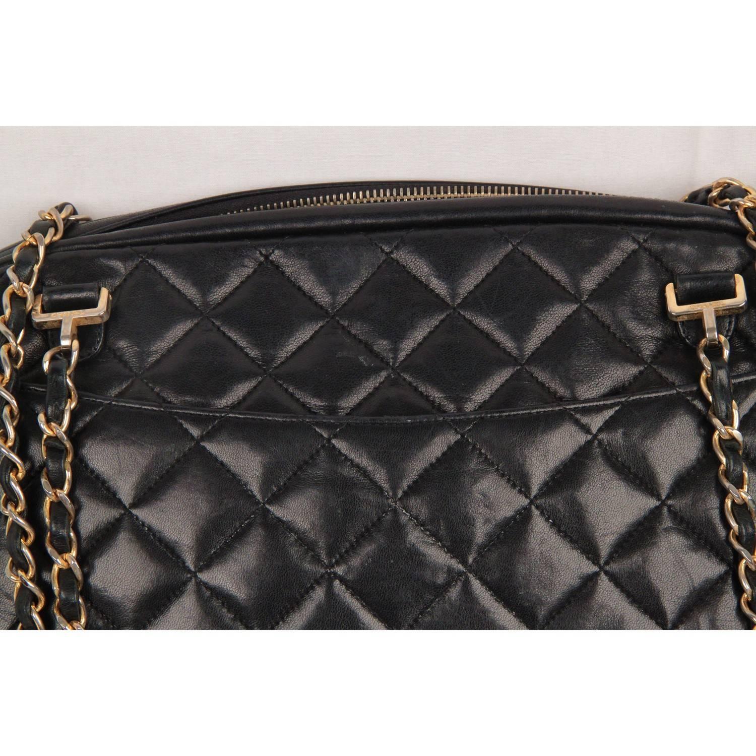 Chanel Vintage Black Quilted Leather Large Camera Bag 2