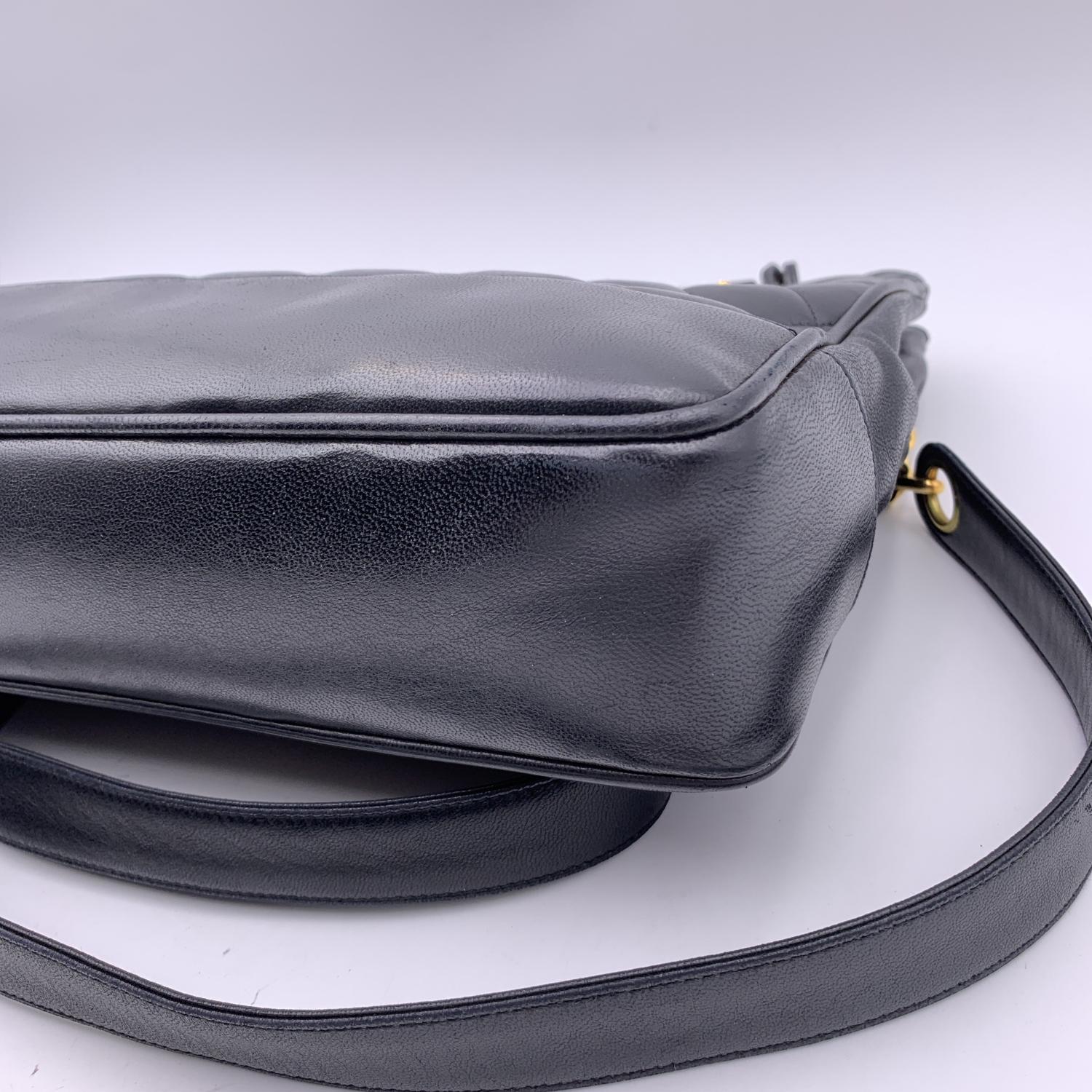 Chanel Vintage Black Quilted Leather Shoulder Bag Tote 6