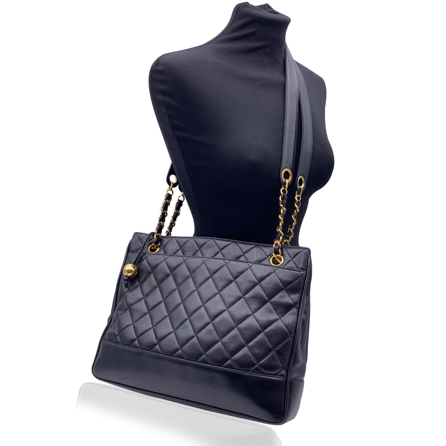 This beautiful Bag will come with a Certificate of Authenticity provided by Entrupy. The certificate will be provided at no further cost.

Vintage Chanel shoulder bag tote, partially quilted , from the first 1990s (1991-1994). Crafted in black