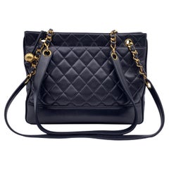 Chanel Vintage Black Quilted Leather Shoulder Bag Tote