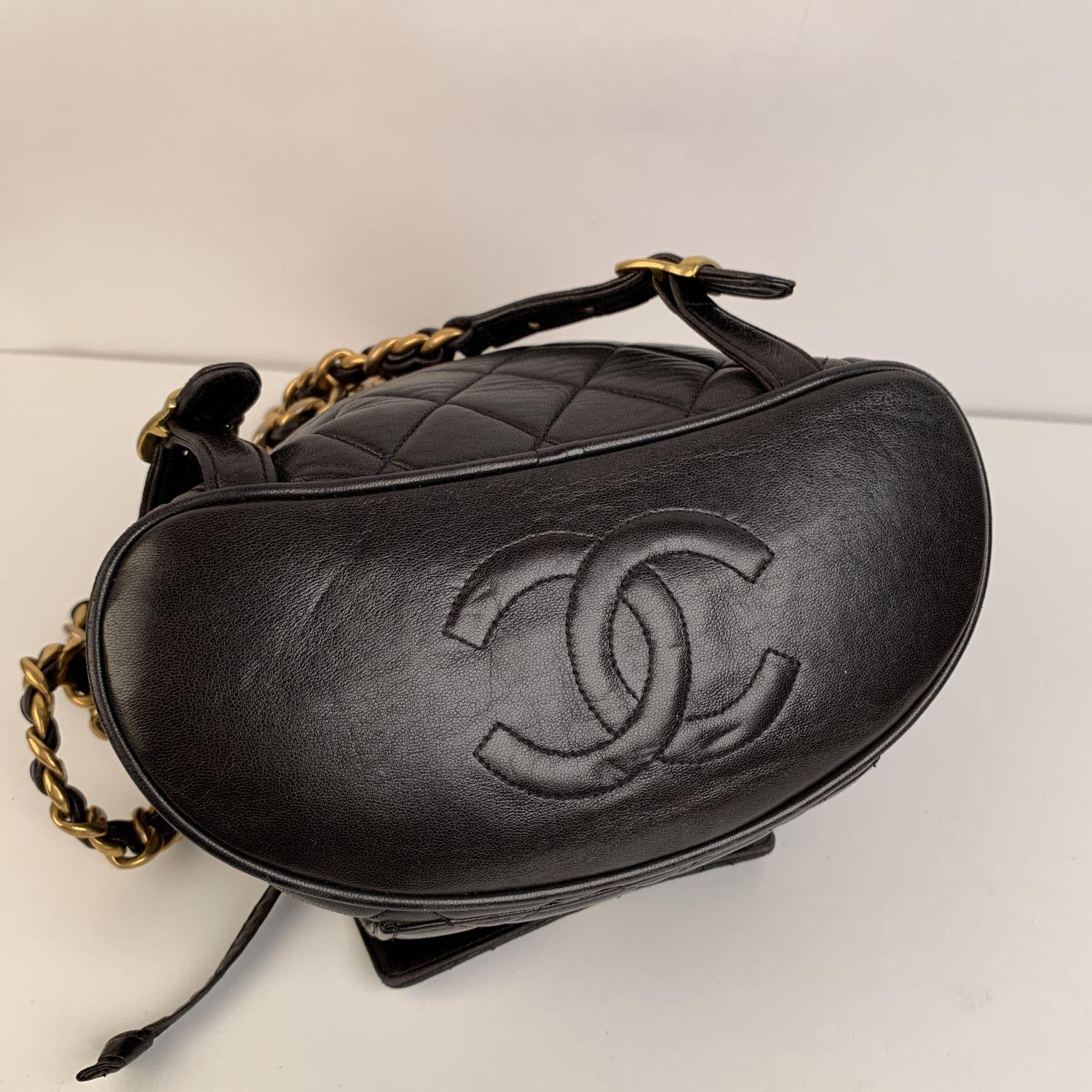 Chanel Vintage Black Quilted Leather Small Backpack Shoulder Bag 4