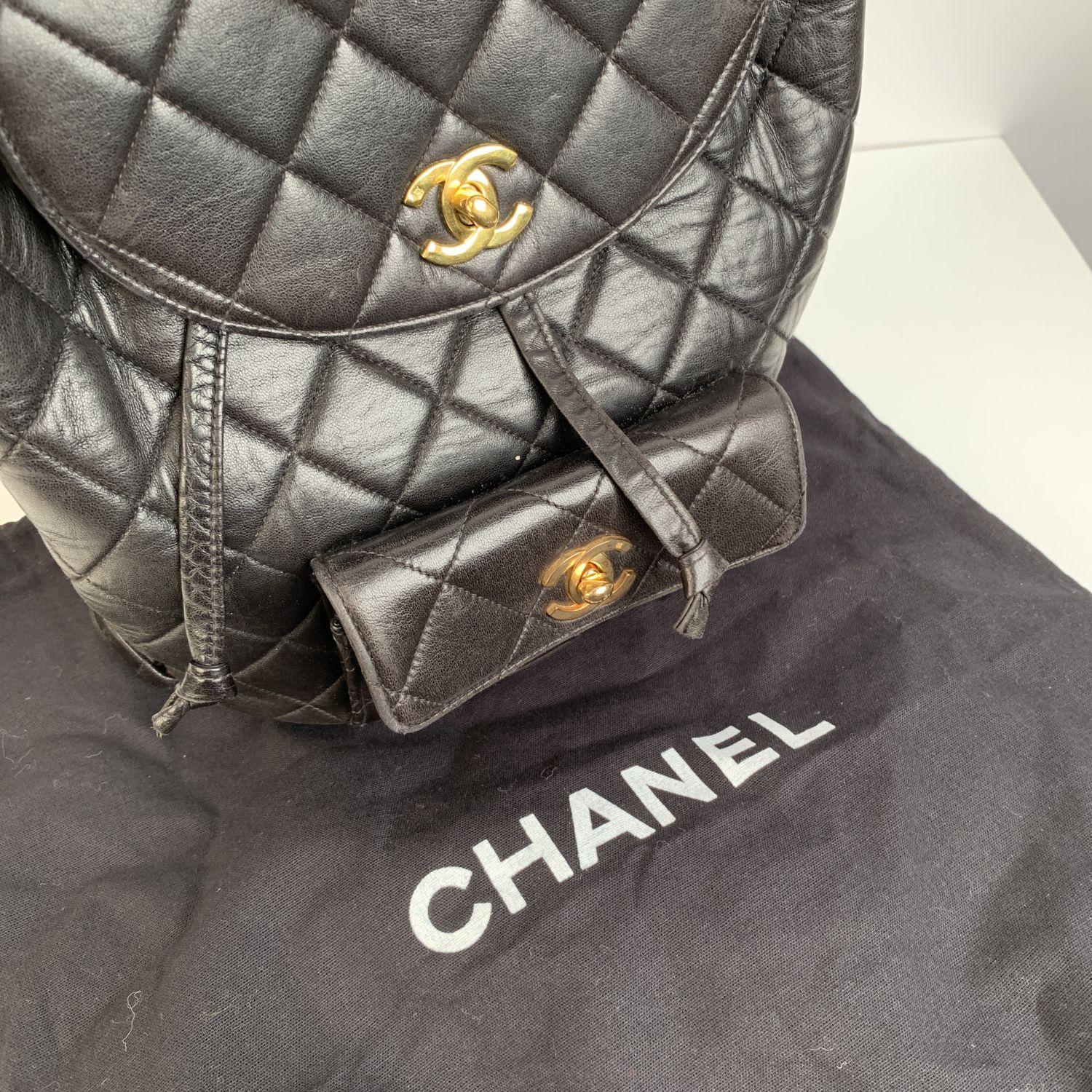 Chanel Vintage Black Quilted Leather Small Backpack Shoulder Bag 5