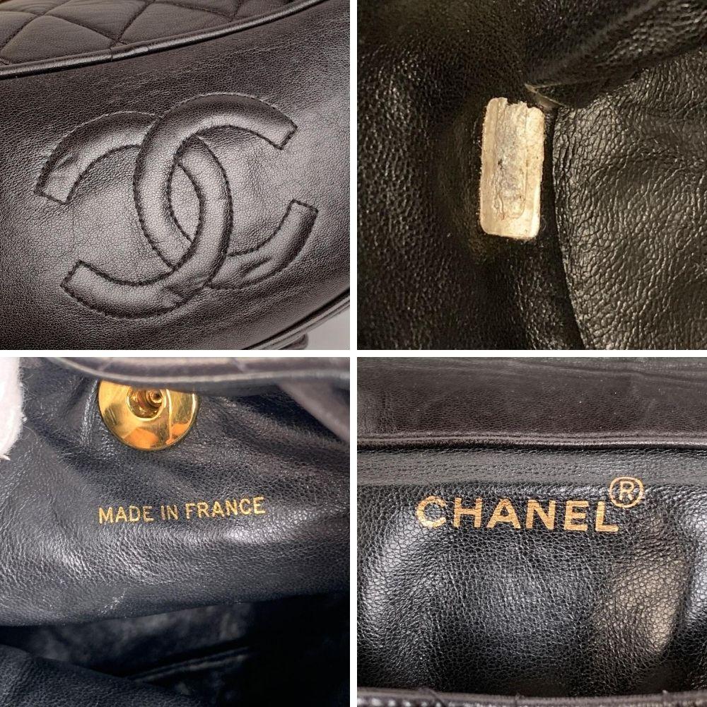 Chanel Vintage Black Quilted Leather Small Backpack Shoulder Bag 6