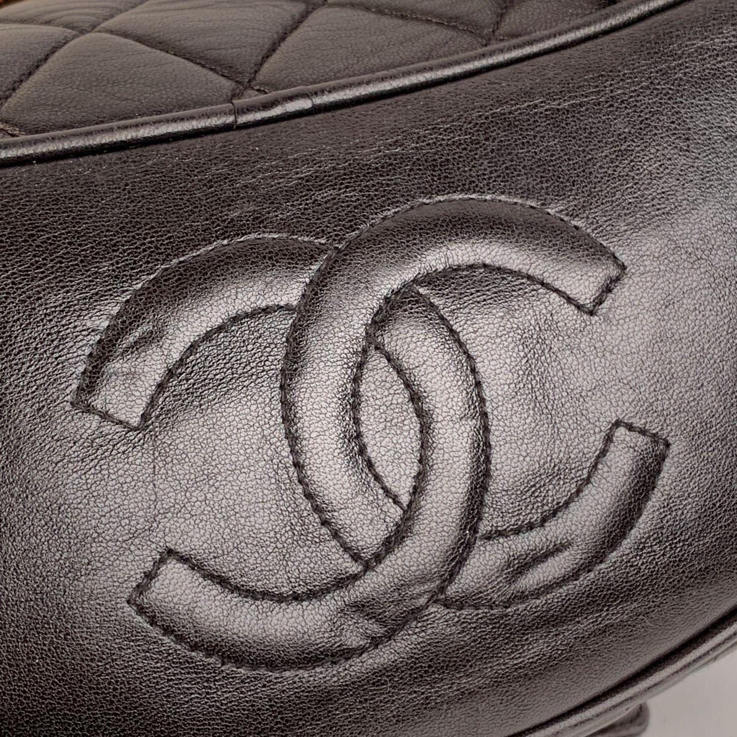 Chanel Vintage Black Quilted Leather Small Backpack Shoulder Bag 7