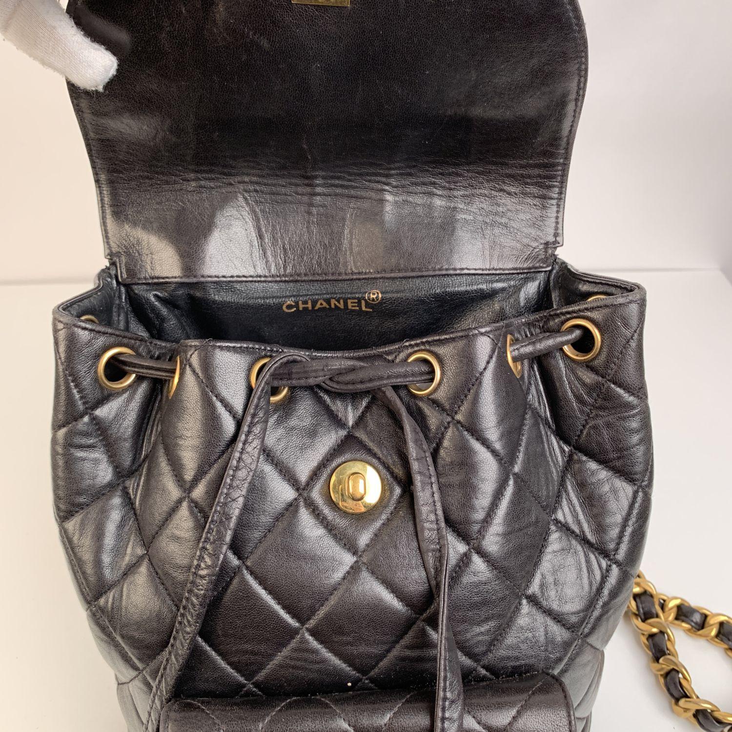 Chanel Vintage Black Quilted Leather Small Backpack Shoulder Bag 8