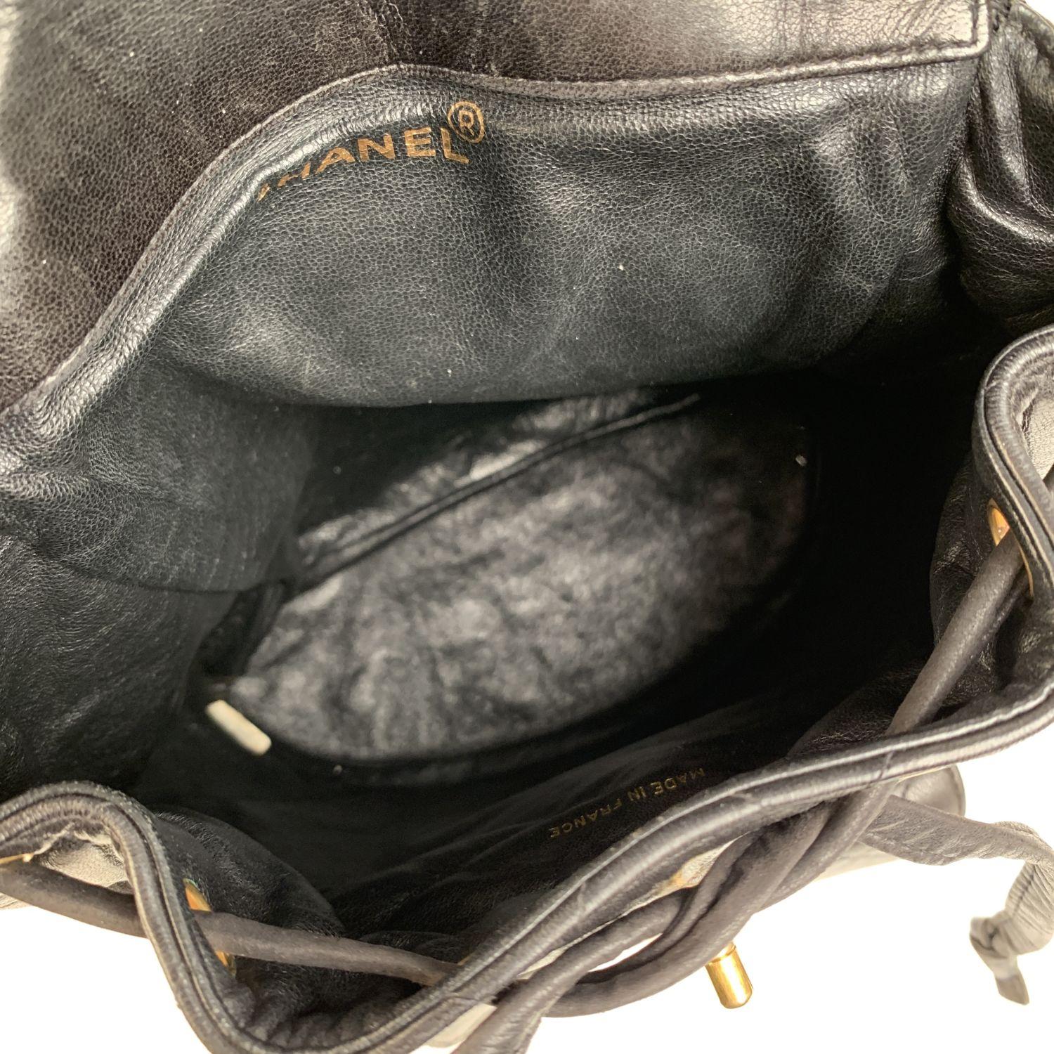 Chanel Vintage Black Quilted Leather Small Backpack Shoulder Bag 11