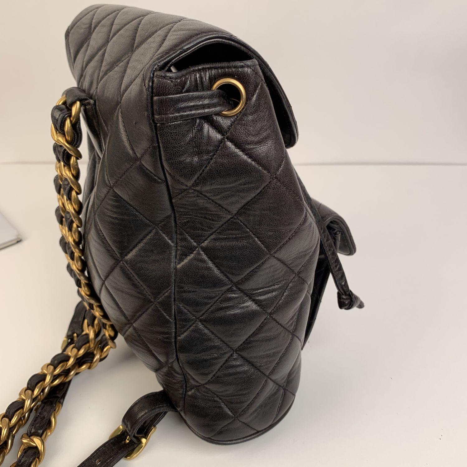Women's or Men's Chanel Vintage Black Quilted Leather Small Backpack Shoulder Bag