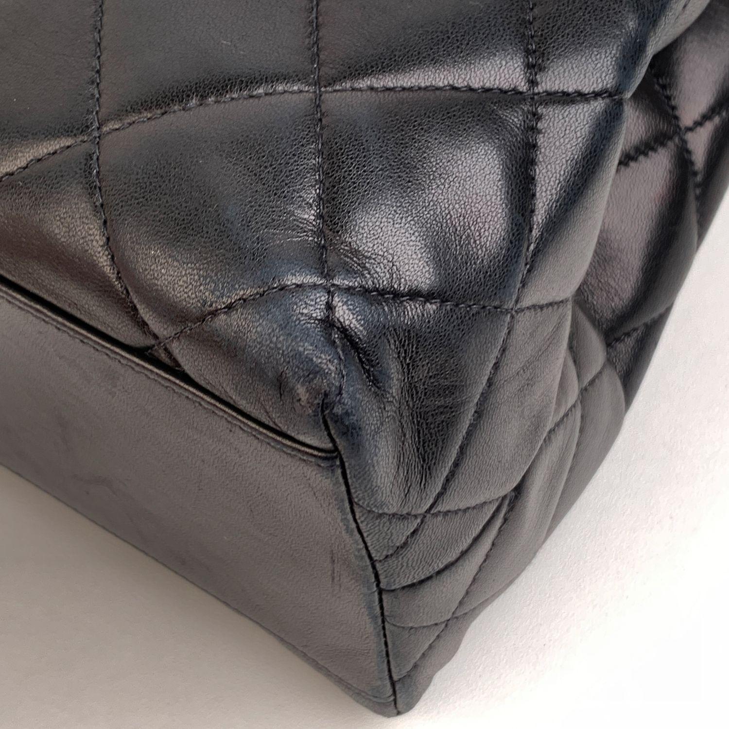 Chanel Vintage Black Quilted Leather Tote Shoulder Bag 5