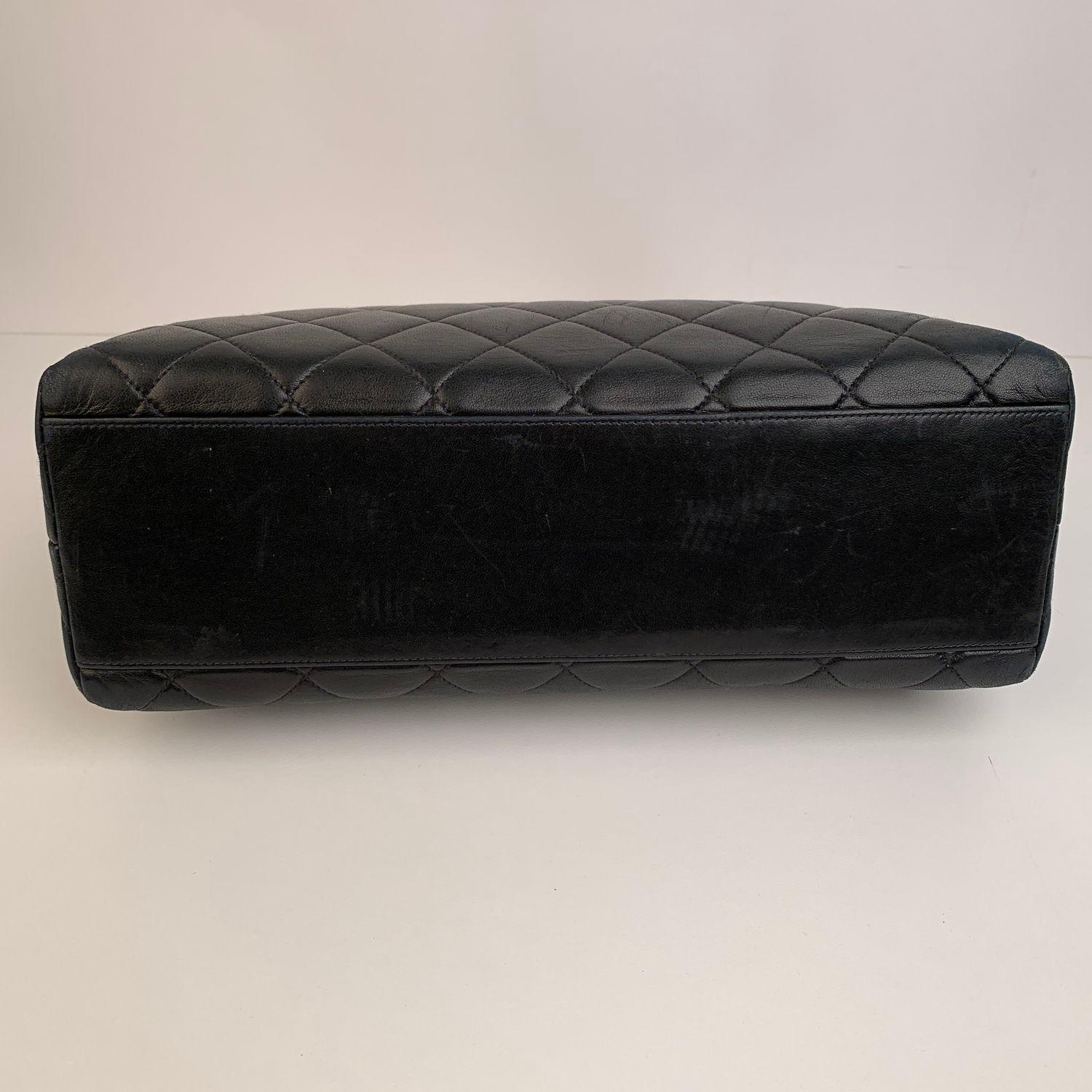 Chanel Vintage Black Quilted Leather Tote Shoulder Bag 6