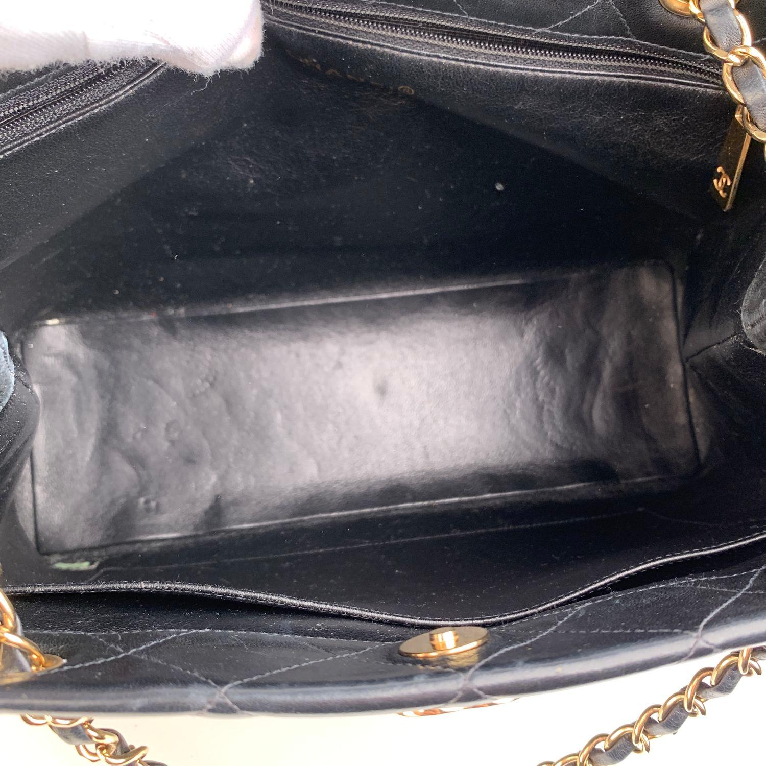 Chanel Vintage Black Quilted Leather Tote Shoulder Bag 8
