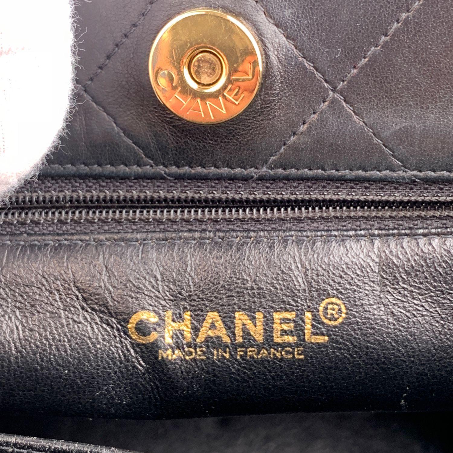 Chanel Vintage Black Quilted Leather Tote Shoulder Bag 9