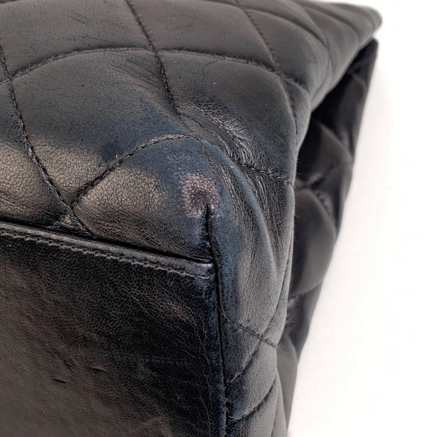 Chanel Vintage Black Quilted Leather Tote Shoulder Bag 3
