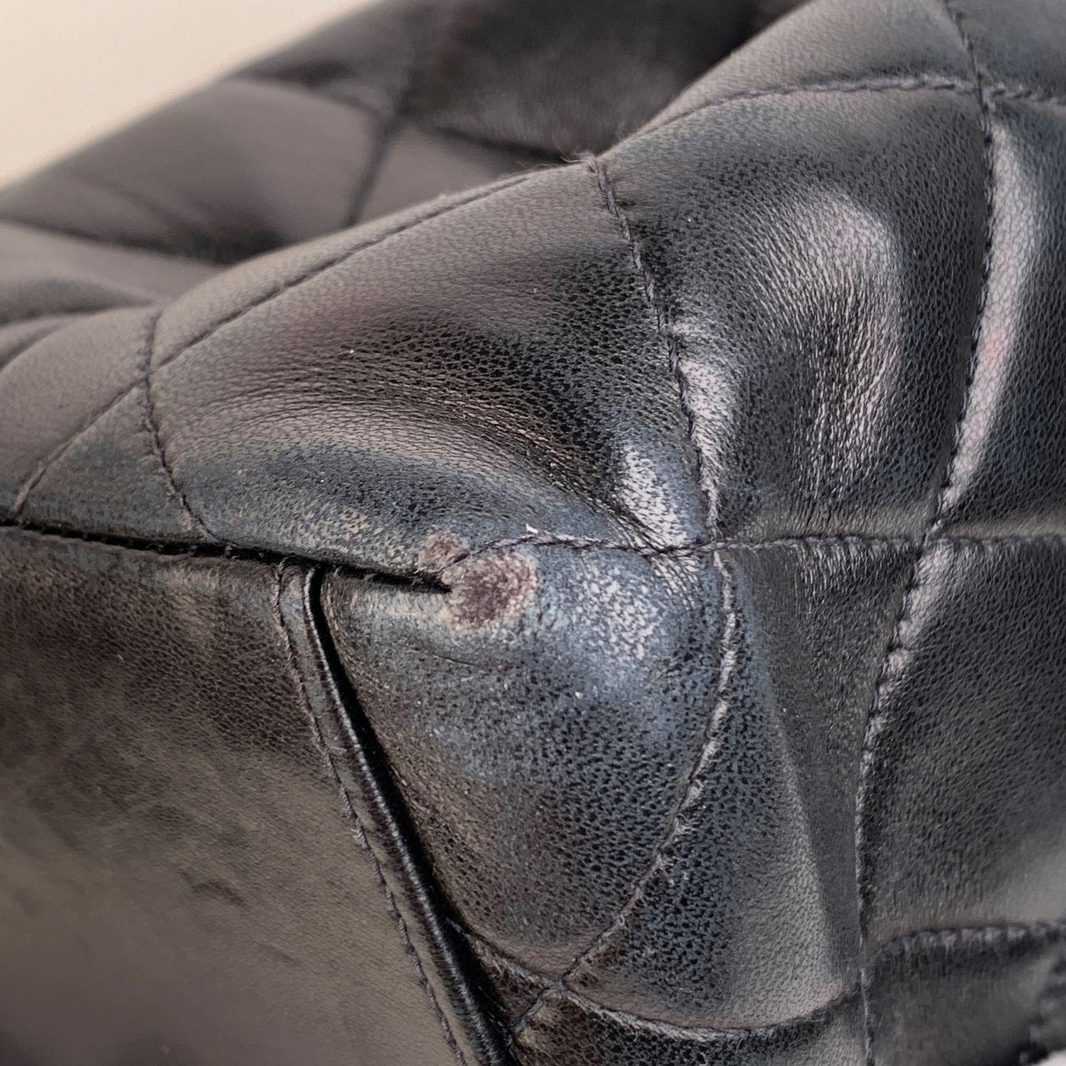 Chanel Vintage Black Quilted Leather Tote Shoulder Bag 4