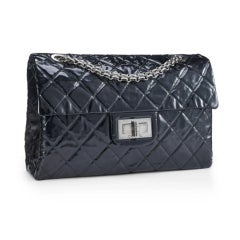 Chanel Vintage Black Quilted Patent Leather Reissue Flap Bag XL Shoulder Bag