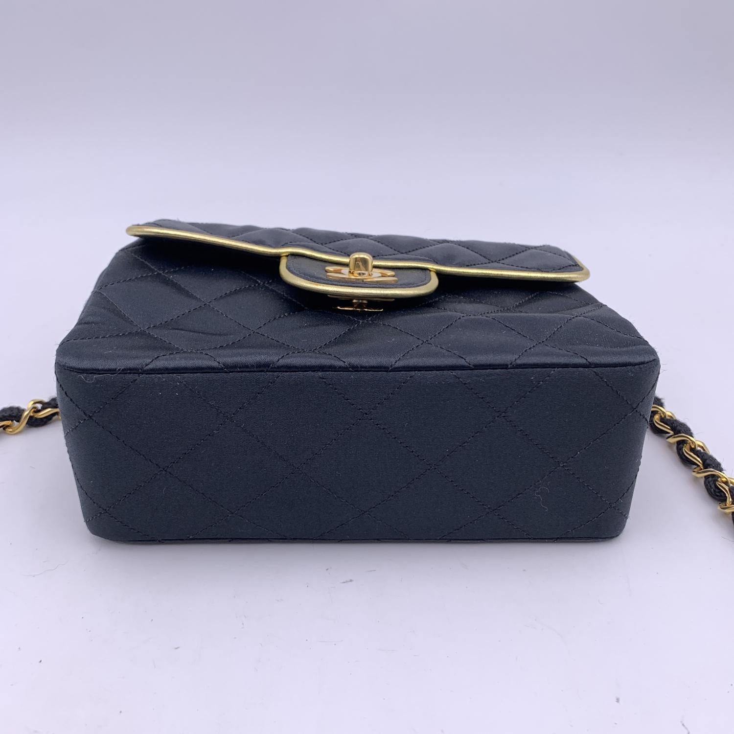 Chanel Vintage Black Quilted Satin Evening Shoulder Bag 3
