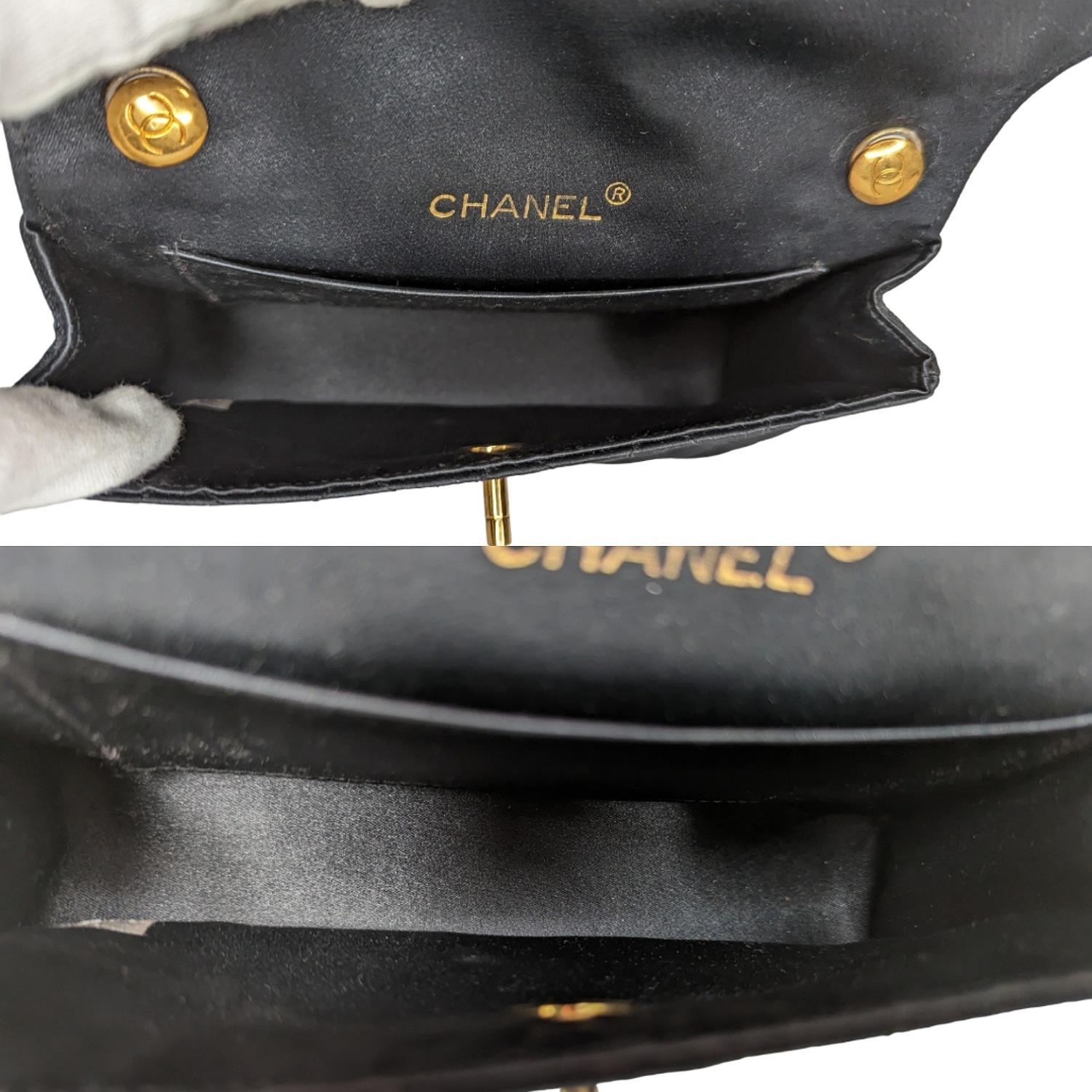 Chanel Vintage Black Quilted Satin Mini Flap Bag 3