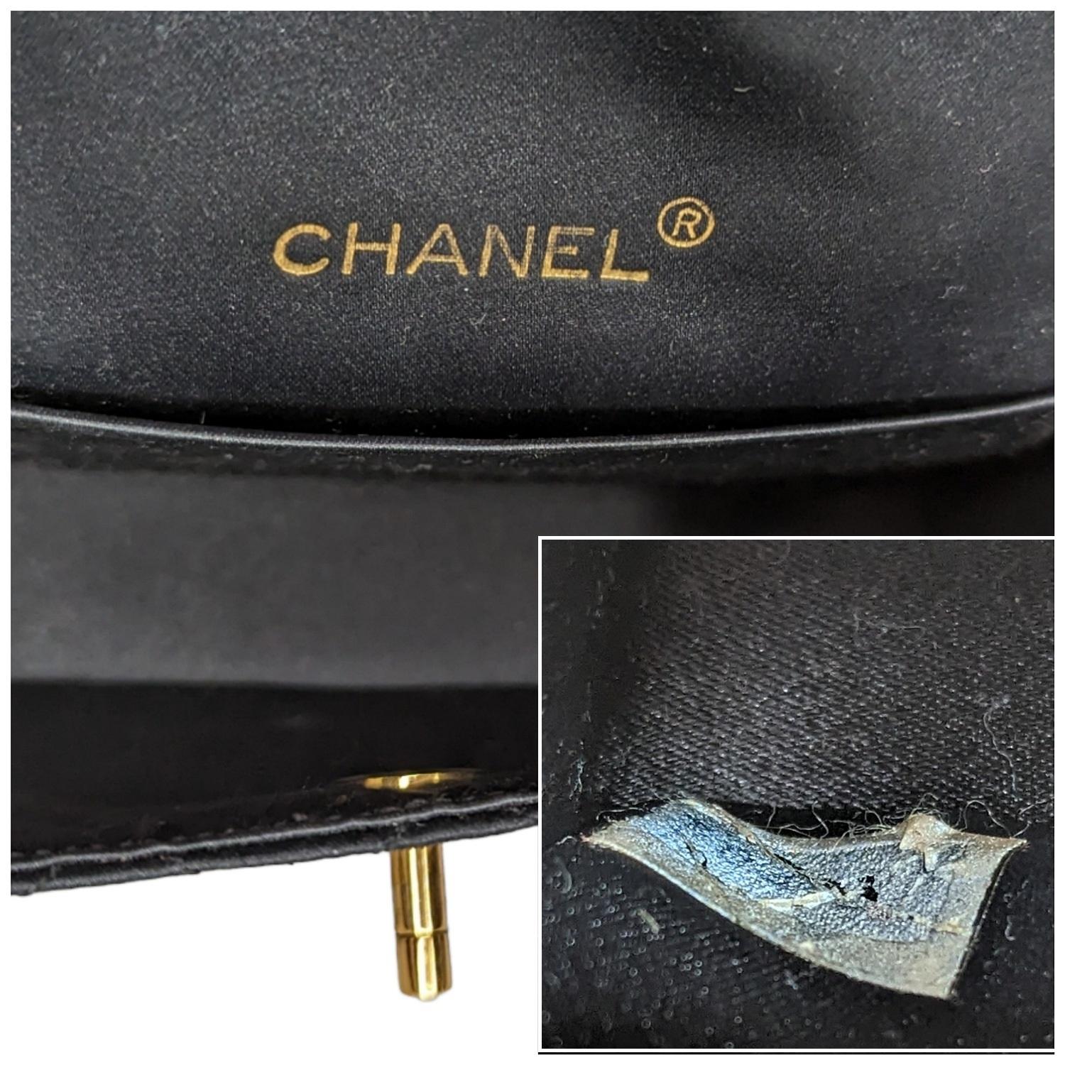 Chanel Vintage Black Quilted Satin Mini Flap Bag 4