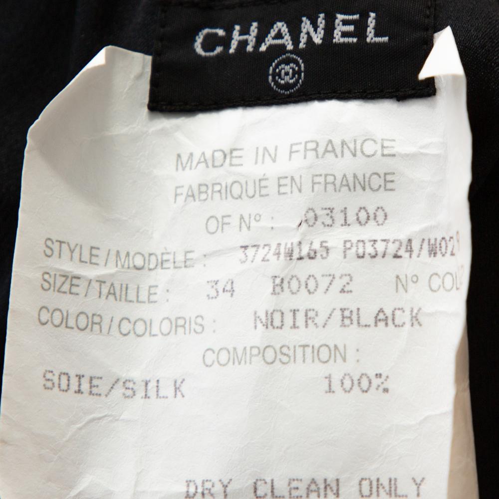 Chanel Vintage Black Quilted Silk Velcro Detail Skirt S 1