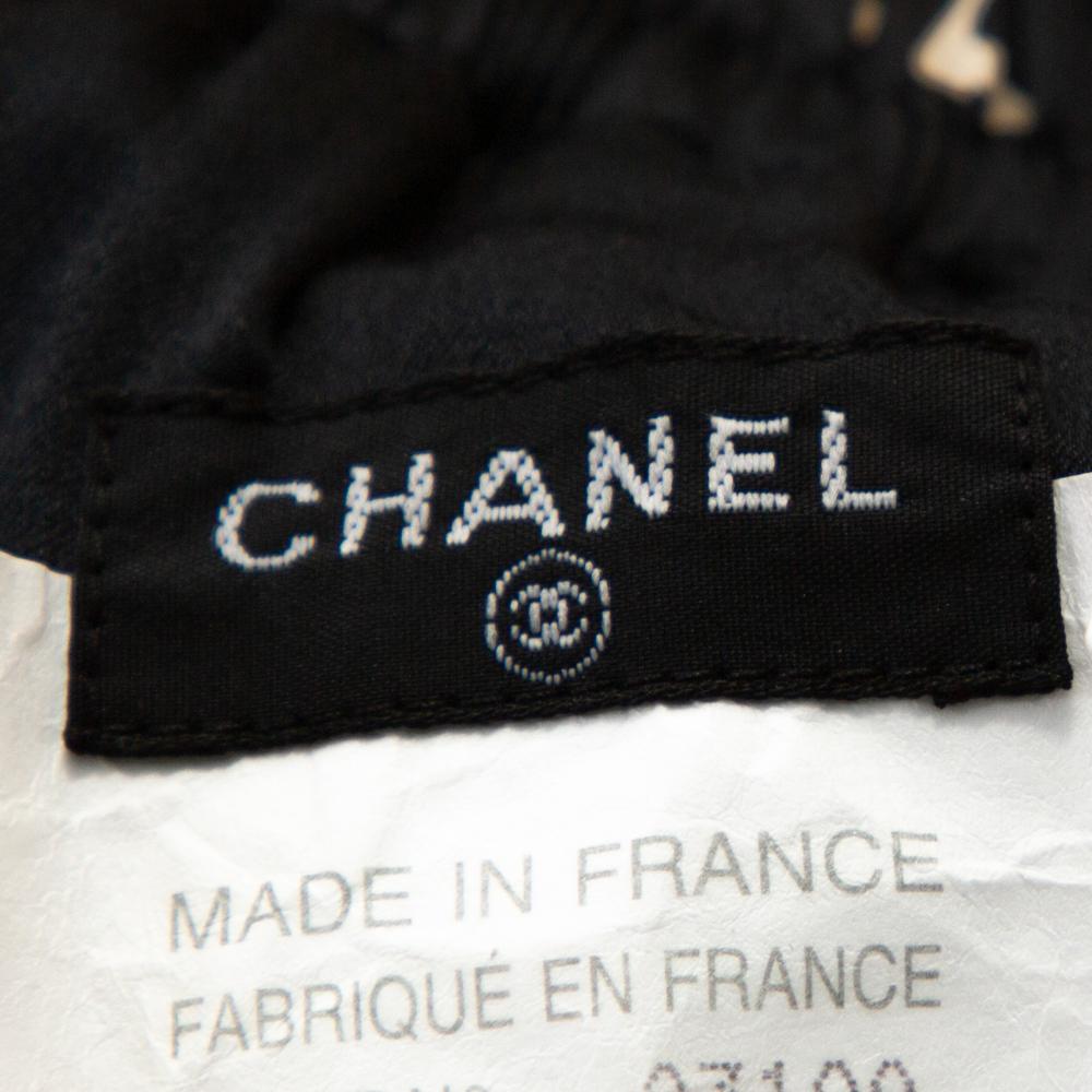 Chanel Vintage Black Quilted Silk Velcro Detail Skirt S 2